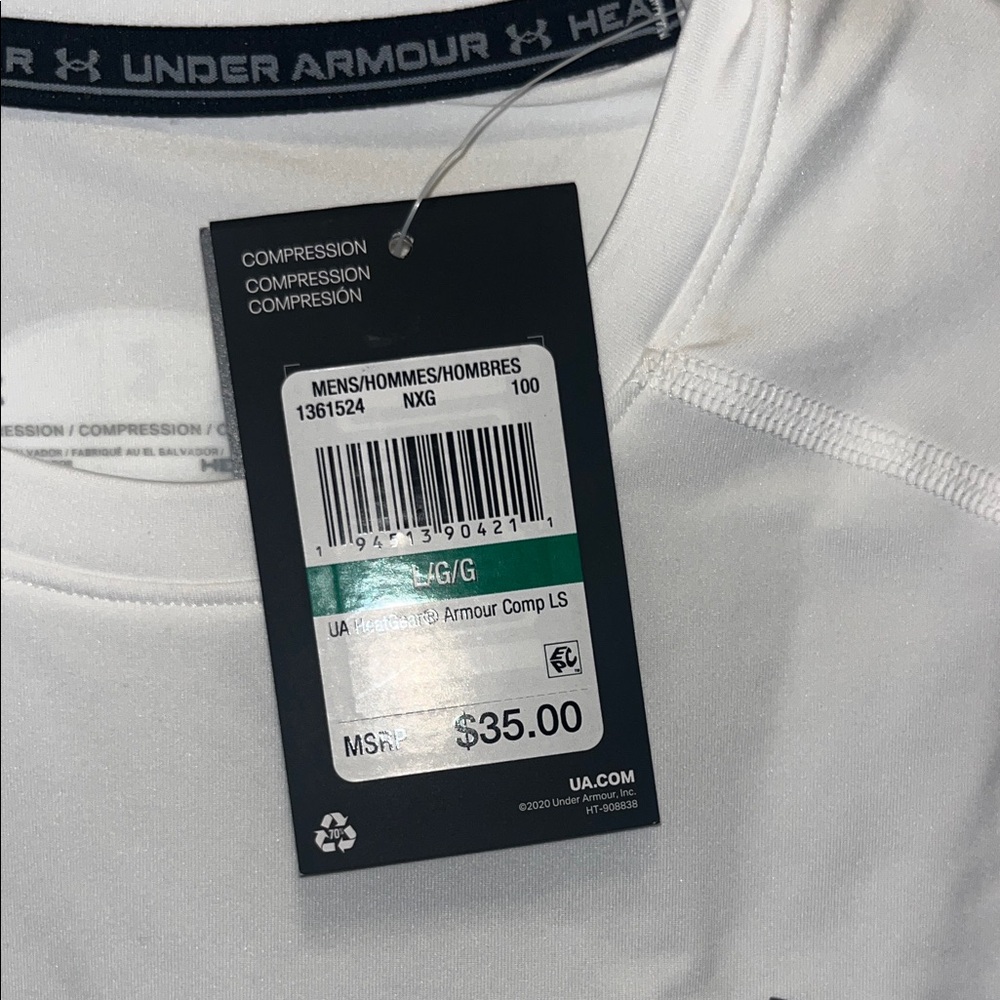 Under Armour HEATGEAR Compression White Long Sleeve Shirt - Picture 2 of 6